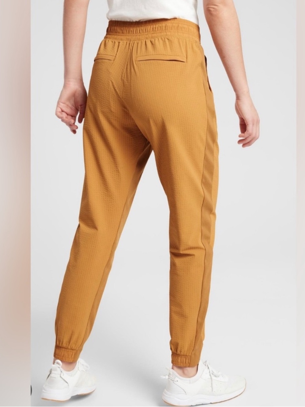 ATHLETA Textured Brooklyn Ankle Joggers Tuscon Mustard Gold Travel Women’s Sz